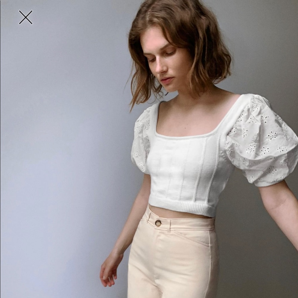 ZARA EMBROIDERED CROP TOP.  NWT